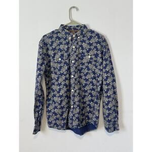 Blue Stapleford Workwear Paisley Cotton Flannel Button-Down - (Size L)